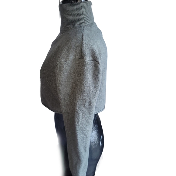 Forever 21 Olive Green Cropped Turtleneck Sweater M - Picture 4 of 5